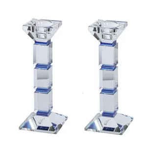 Blue Crystal Candlesticks Set