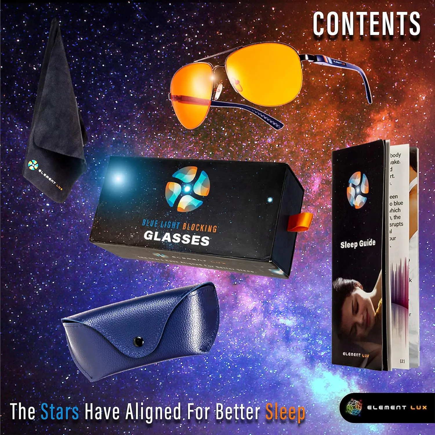 Blue Light Blocking Glasses Amber Lenses - For Better Sleep, Gaming, Eye Strain, Computer