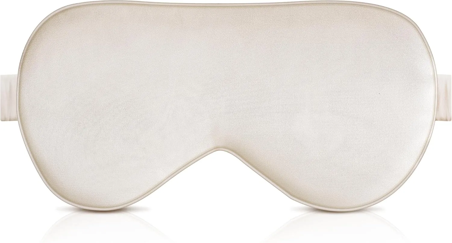 BOKOR Nature Silk Sleep Eye Mask - FSA/HSA Eligible Sleeping Mask, Dark Circles and Puffiness, Improve Sleep, Light Blocking Eye Cover, Ideal Birthday Gift with Gift Package - Champagne