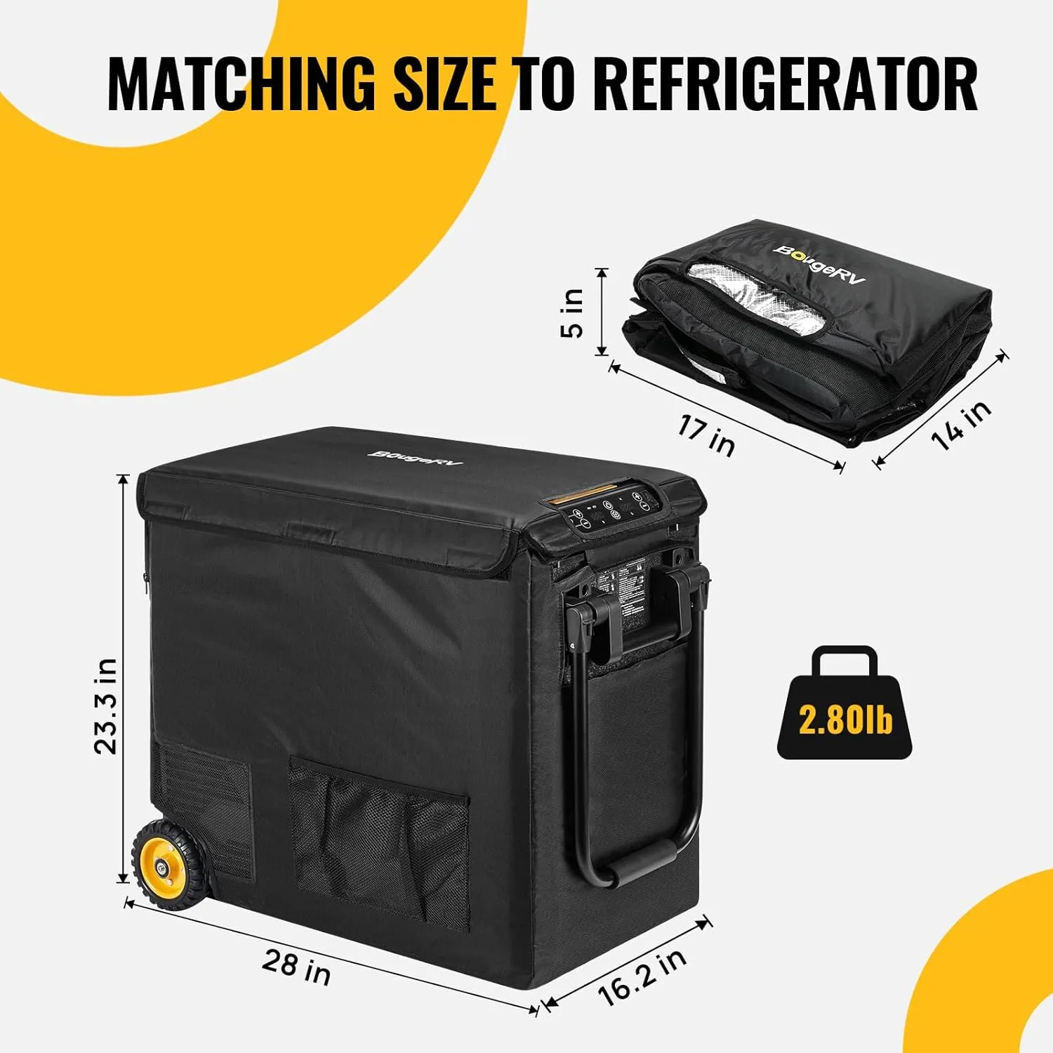 BougeRV Insulated Protective Cover Aspen 50/ Aspen 50 Pro, 12 Volt Portable Refrigerator Bag for Dual Zone Refrigerator