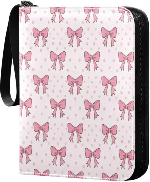 Bows Card Binder 4 Pockets, 400 Pockets Trading Card Binder Removable Card Albums Card Holder for Games, Sports, Football, Baseball Cards
