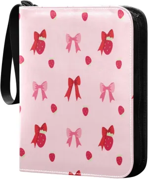Bows Card Binder 4 Pockets, 400 Pockets Trading Card Binder Removable Card Albums Card Holder for Games, Sports, Football, Baseball Cards