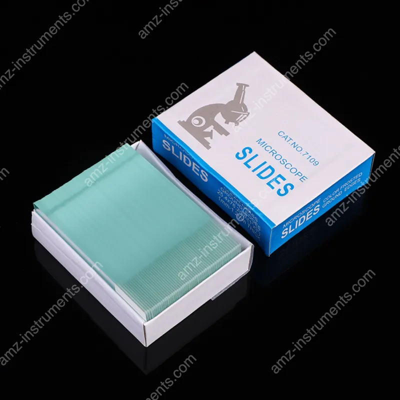 BP-7109W Blank microscope slides ground edge with single white coated end