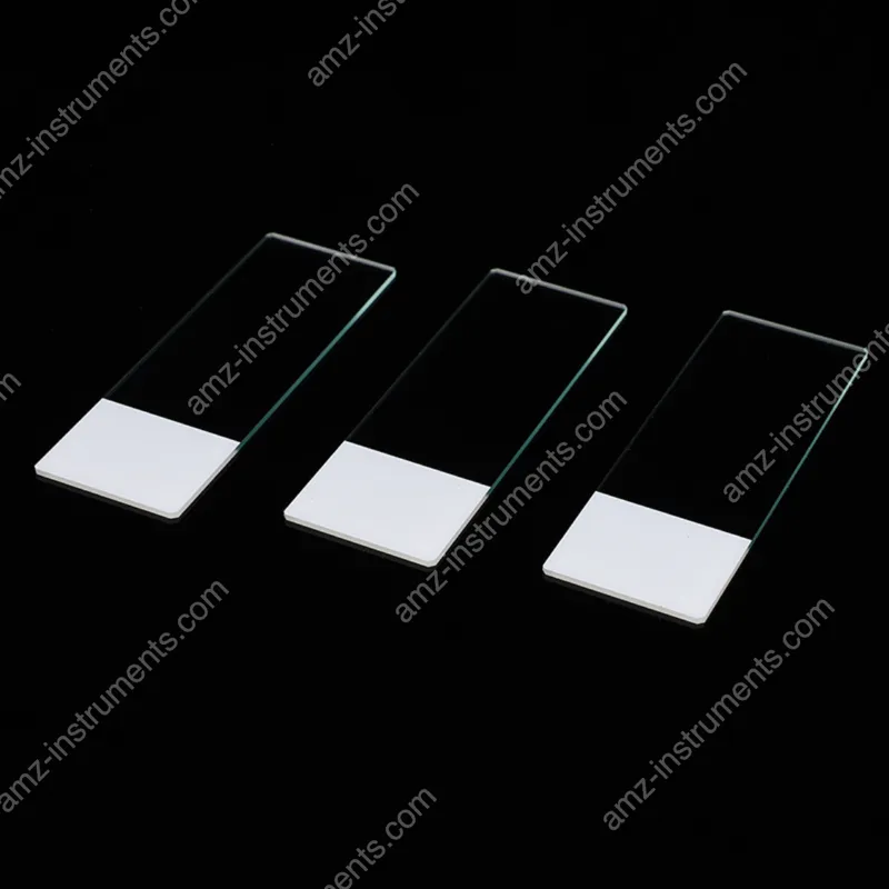 BP-7109W Blank microscope slides ground edge with single white coated end
