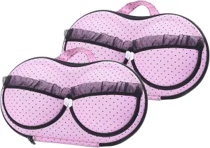 Bra Travel Case 2 Pack, Portable Bra Lingerie Storage Bikini Bag - Waterproof Underwear Organizer for Bra Sizes 30A-36C Cups