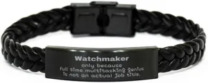 Braided Leather Bracelet for Watchmaker - Multitasking Genius Jewelry for Christmas, Graduation, and Veterans Day