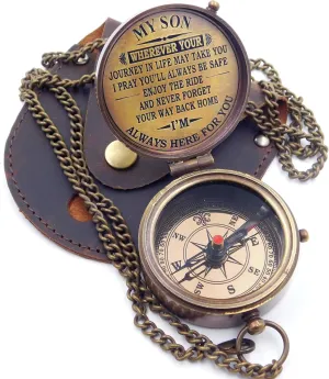 Brass Compass with Inspirational Saying for Son Inspirational Christian Religious Gifts Men Women Graduation Gift