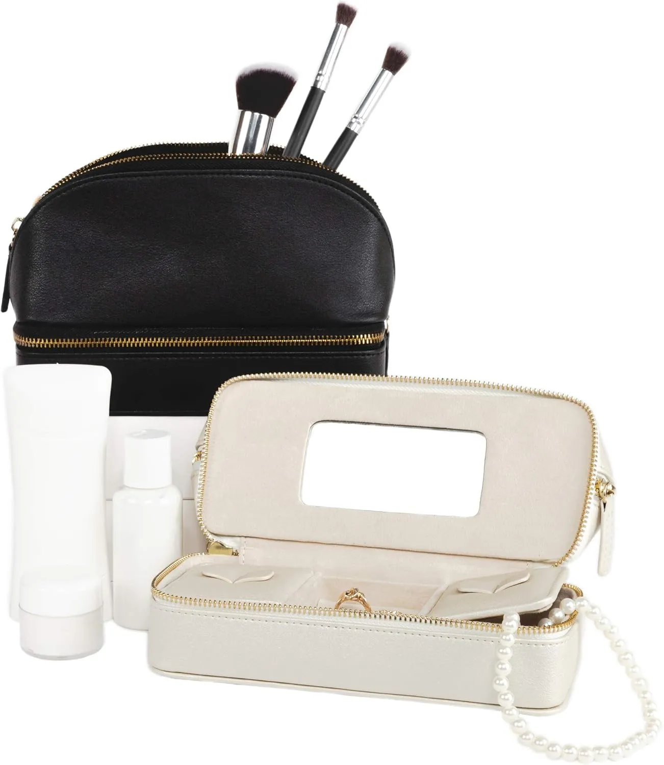 Brouk and Co. Duo Travel Organizer for Cosmetics and Jewelry, Black