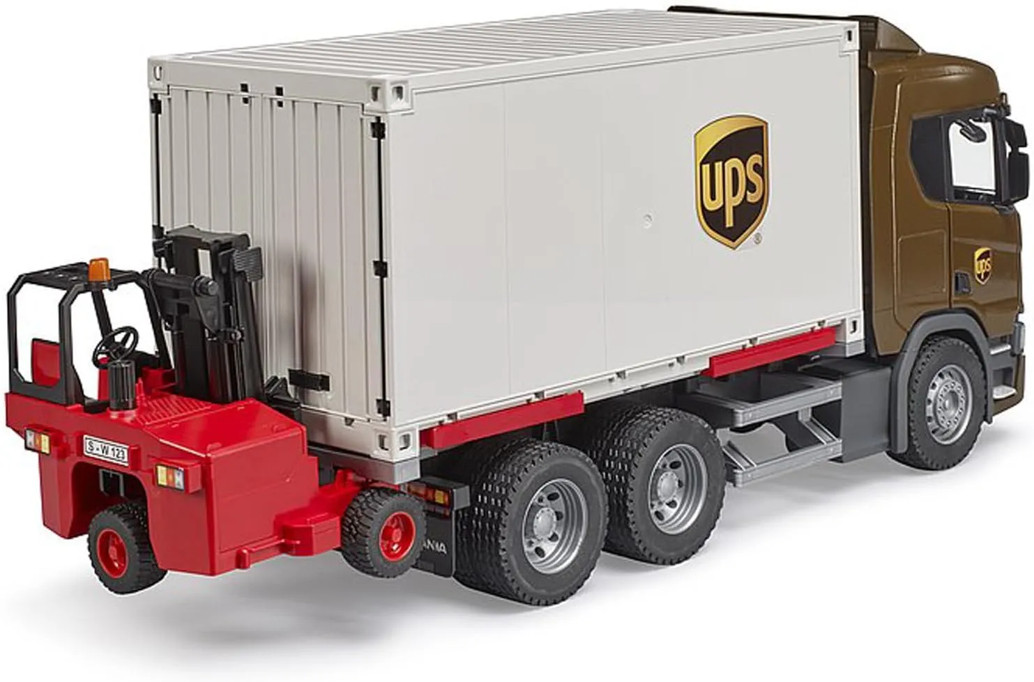 Bruder 03582 Scania Super 560R UPS Logistics Truck with Forklift