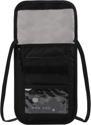 BUBM Unisex Travel Neck Pouch Wallet with RFID Blocking Passport Holder to Keep Your Cash and Documents Safe Black