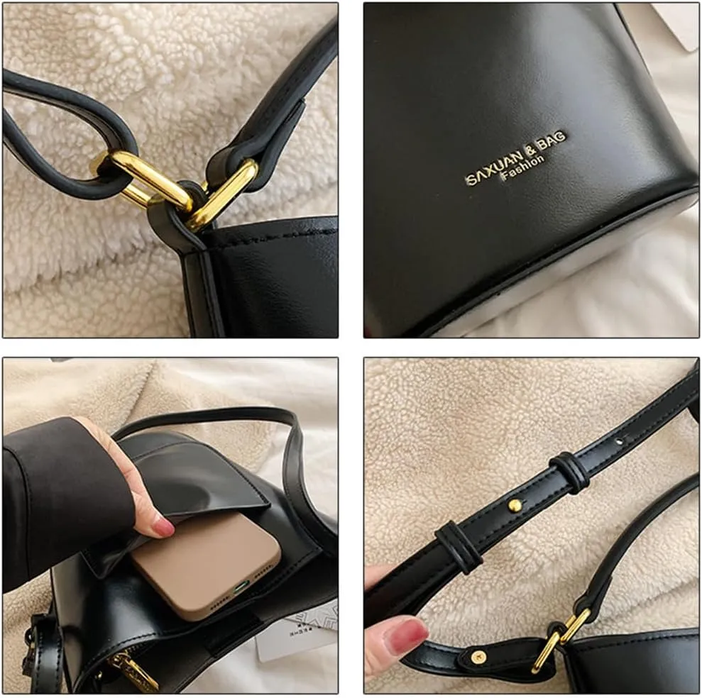 Bucket Bag Vegan Leather Women's Bag Shoulder Fashion Adjustable