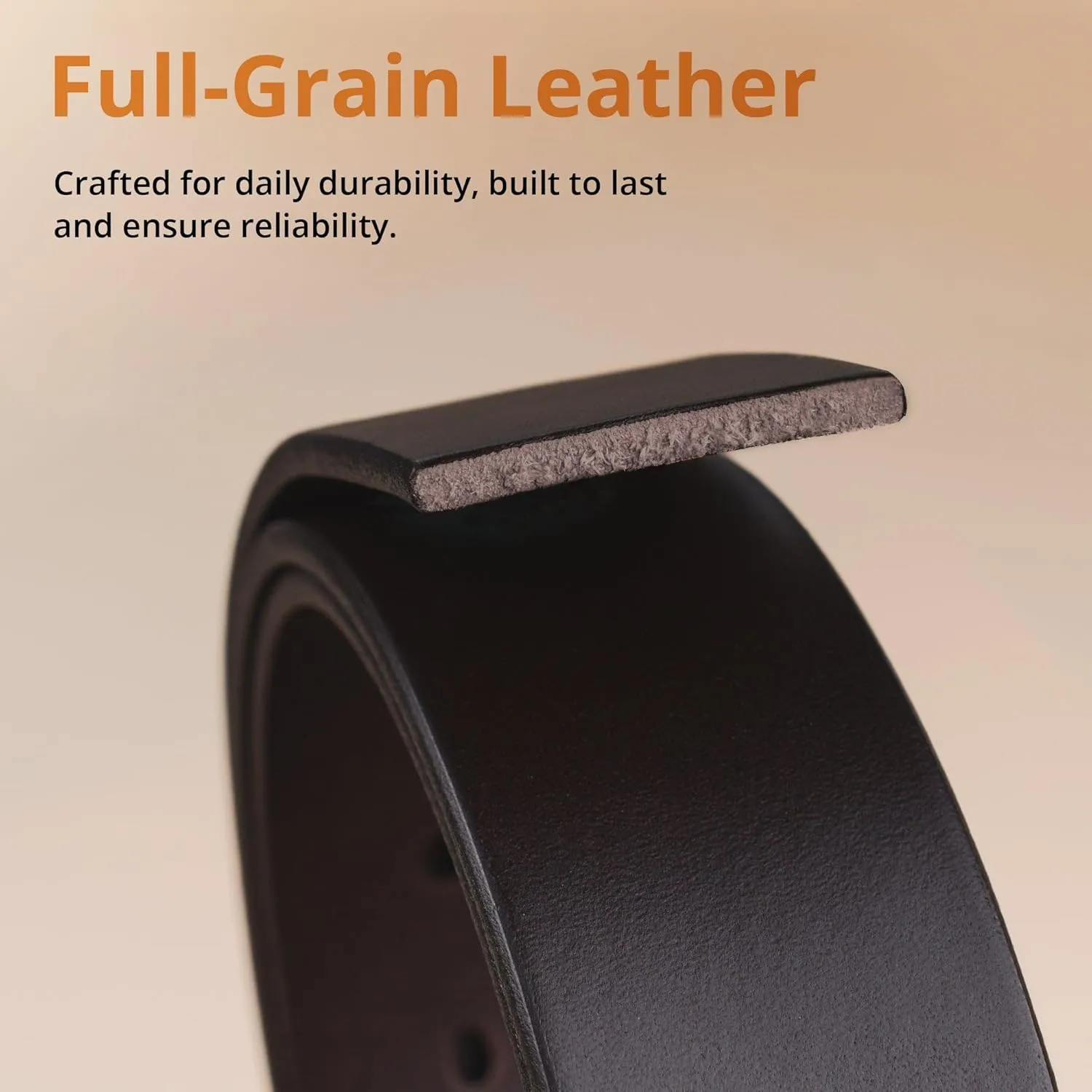 Buffway Leather Belt for Men - Durable Full Grain Men's Belt 1.5", Versatile for Daily Use, with Gift Box