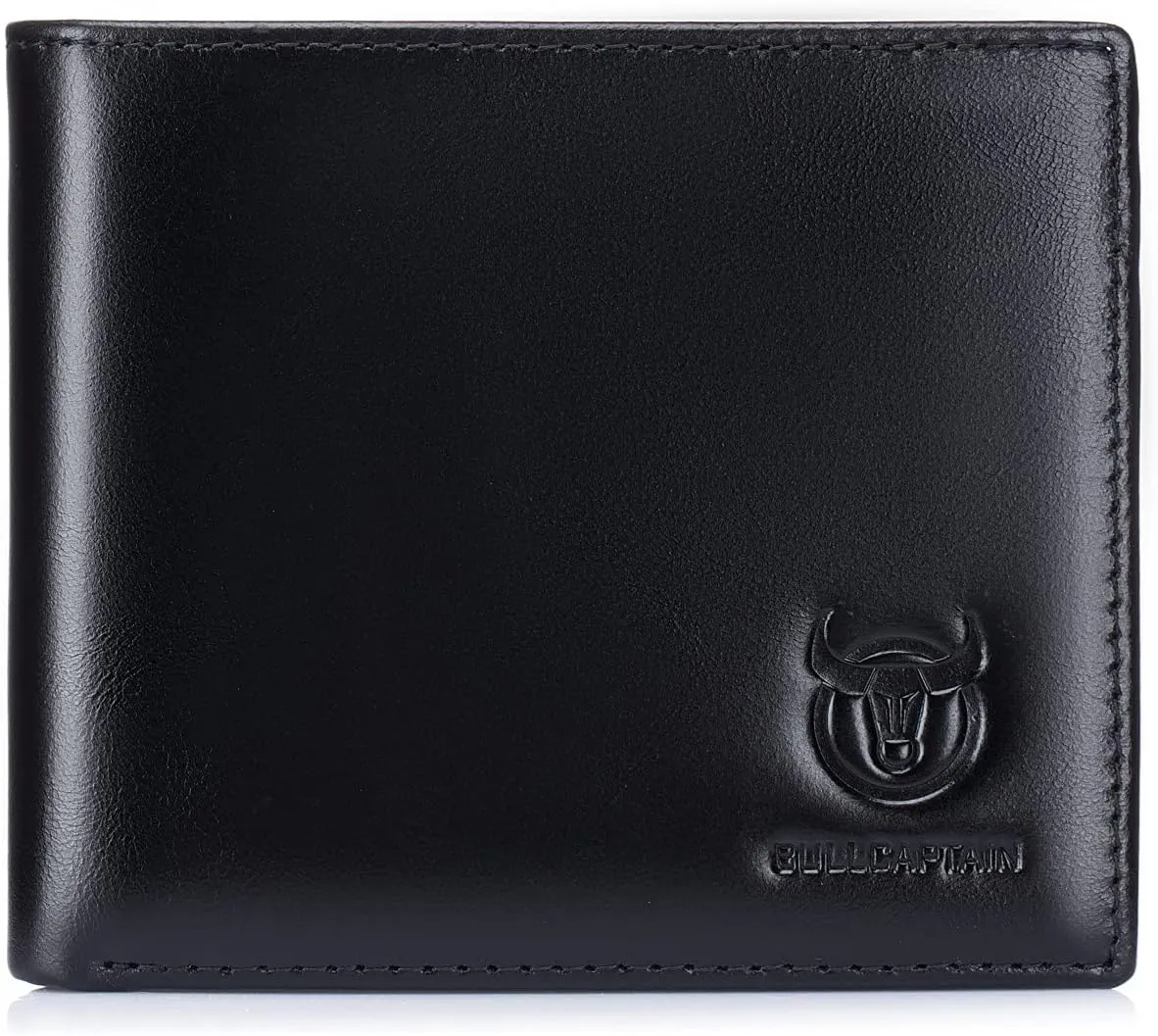BULLCAPTAIN Wallets for Men with Double ID Window Slim Bifold Vintage Genuine Leather Front Pocket Wallet QB-05#3