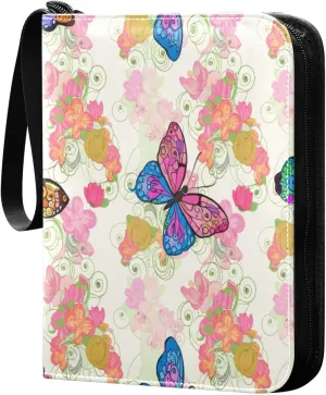 Butterflies Card Binder 4 Pockets, 400 Pockets Trading Card Binder Removable Card Albums Card Holder for Games, Sports, Football, Baseball Cards