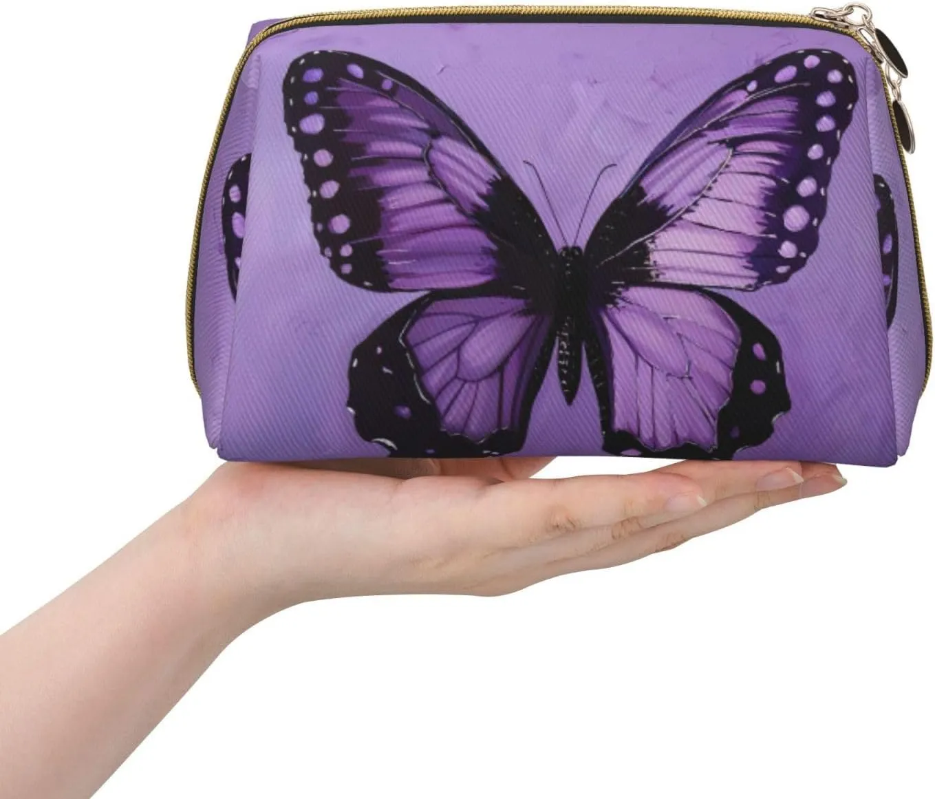 Butterfly Purple Toiletry Pouch, Travel-Friendly Makeup Organizer For Makeup Brushes, Lipsticks