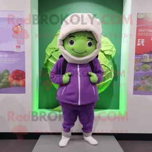 Cabbage mascot costume character dressed with a Hoodie and Beanies, Large