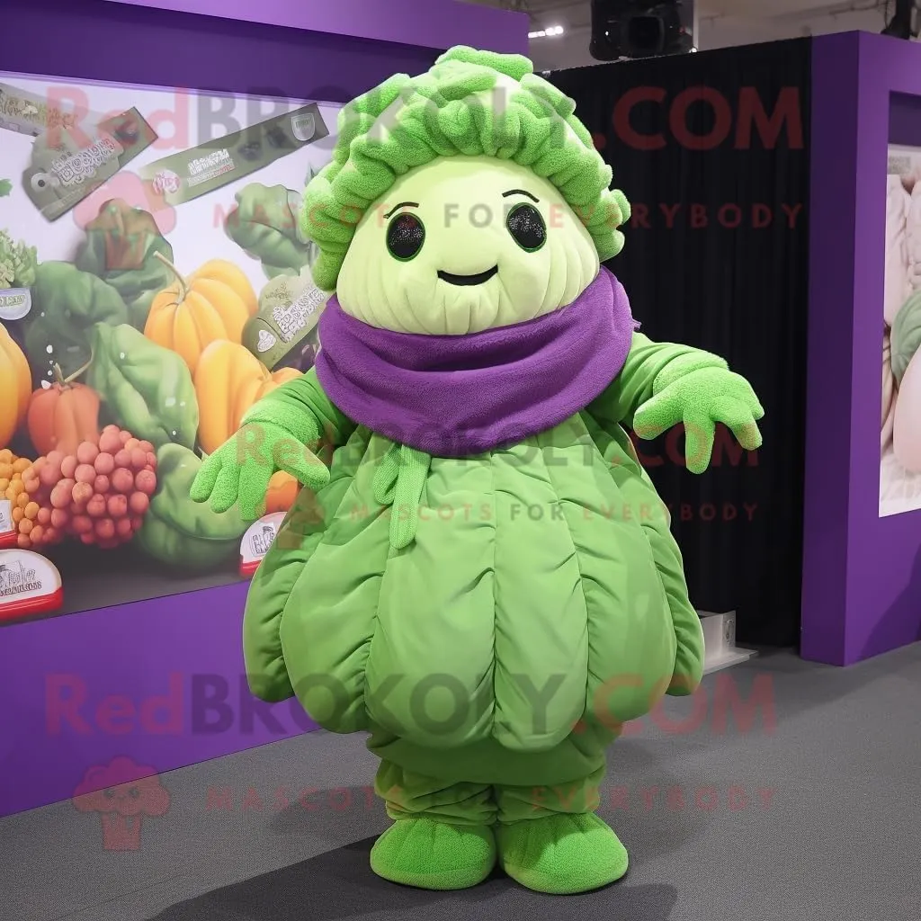 Cabbage mascot costume character dressed with a Hoodie and Beanies