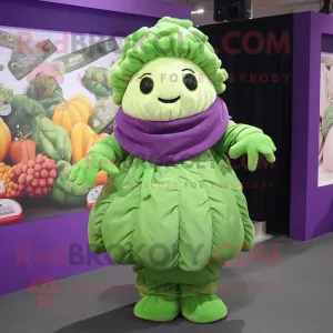 Cabbage mascot costume character dressed with a Hoodie and Beanies