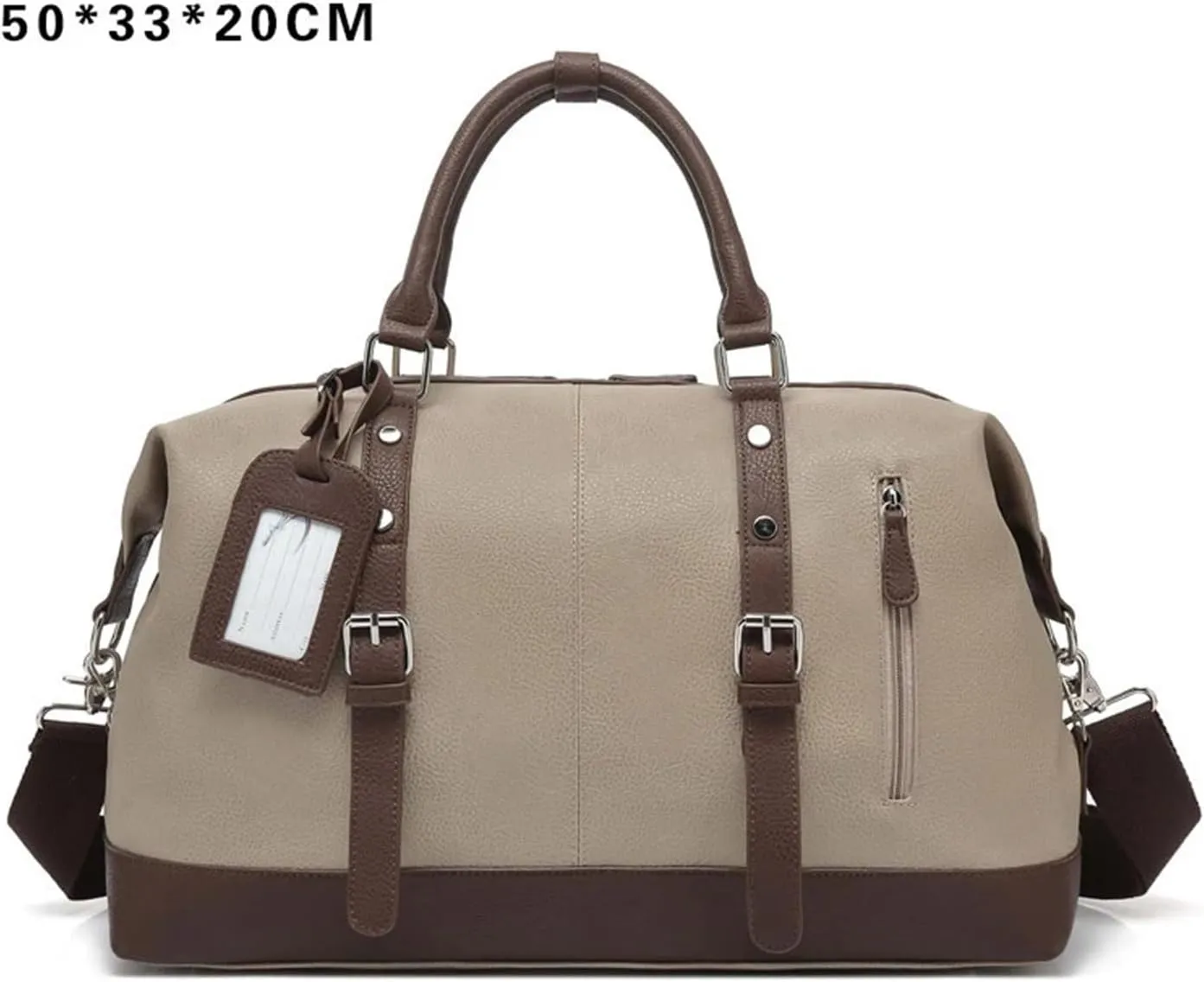 Canvas Travel Bag Men PU Leather Outdoor Luggage Travel Fitness Photography Bag Large Capacity Handbag Backpack(Green)