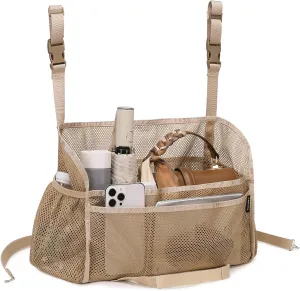 Car net pocket handbag holder, car purse holder, Car net pocket, can be used to store items, protective barrier for children and pets in the back seat of car (Light brown)