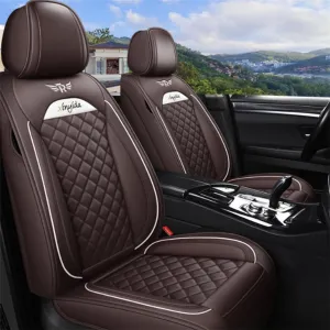 Car Seat Covers Full Set for Toyota for Tundra 2004-2025 Car Seat Protector Waterproof Leather Seat Cushion Interior Accessories MK88 Coffee Front Pair and Rear