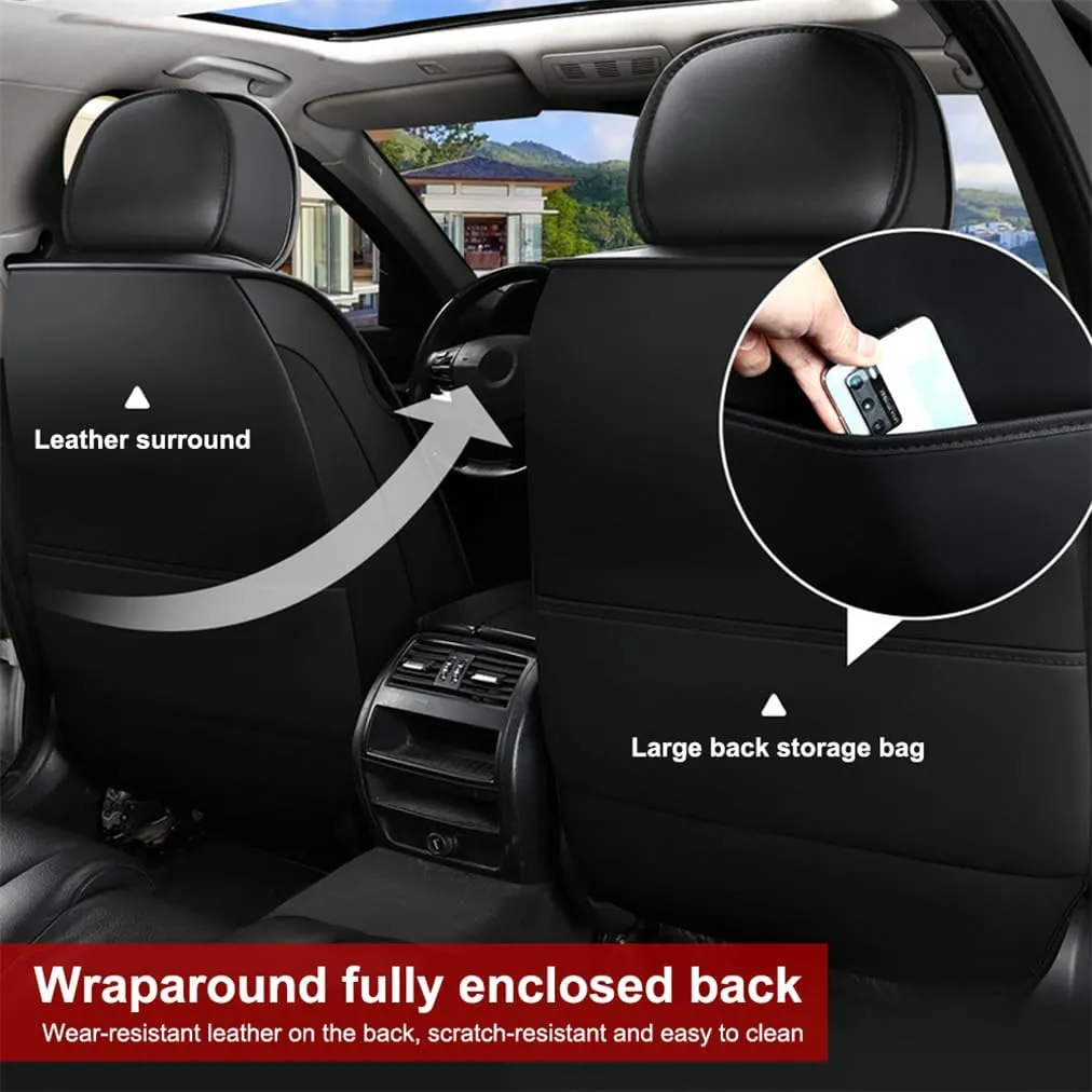 Car Seat Covers Full Set for Toyota for Tundra 2004-2025 Car Seat Protector Waterproof Leather Seat Cushion Interior Accessories MK88 Coffee Front Pair and Rear