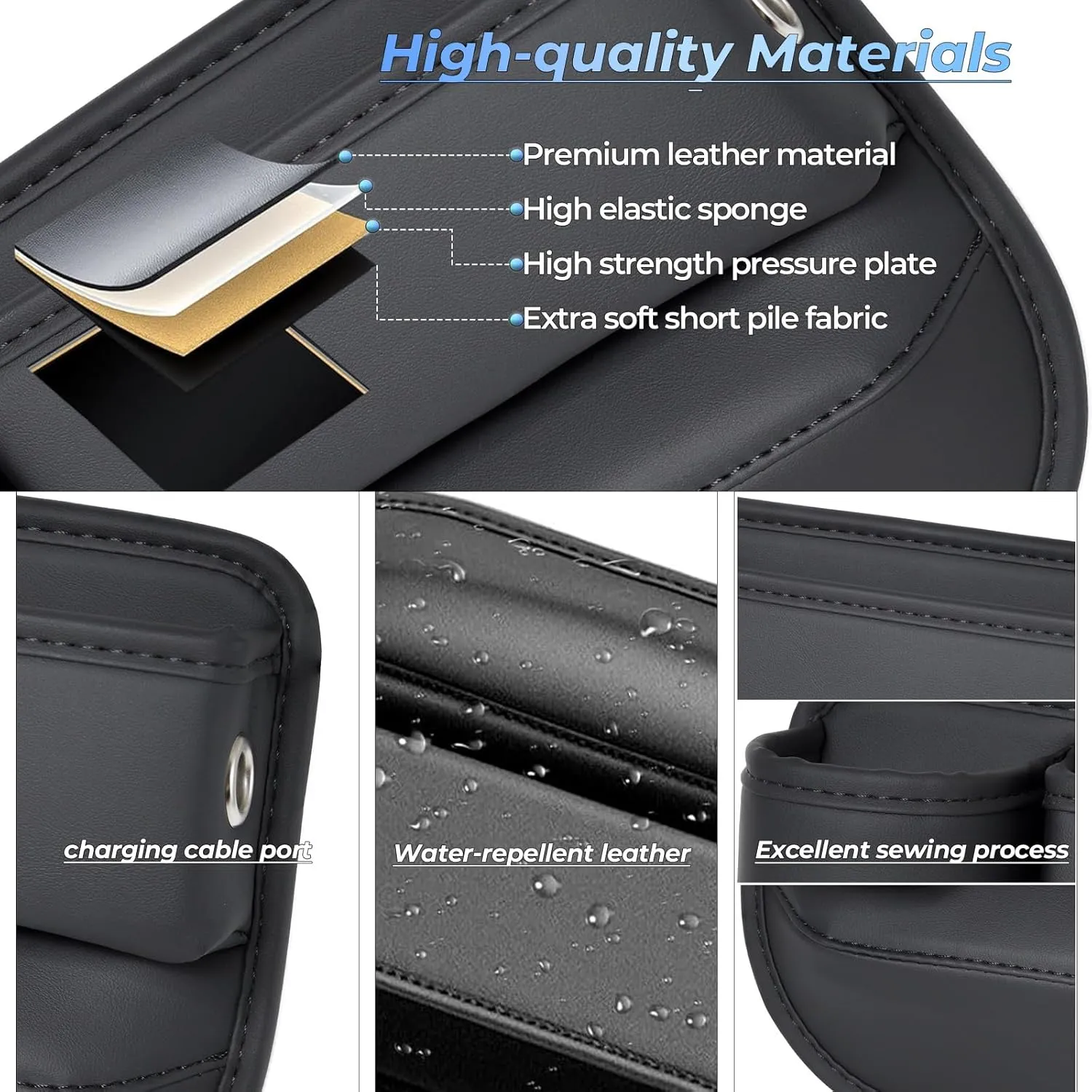 Car Seat Gap Filler Organizer, Car Organizer, Gap Storage Box with Cup Holders for Drink, Car Leather Cup Holder Gap Bag Front Seat for Holding Phone, Sunglasses,Keys（White Passenger Seat