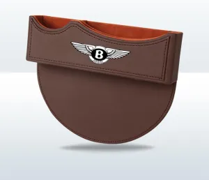 Car Seat Storage Box for Bentley Continental Flying Spur Bentayga Series Car Seat Gap Organizer Seat Side Bag Reserved Charging Cable Hole Car Accessories,Brown