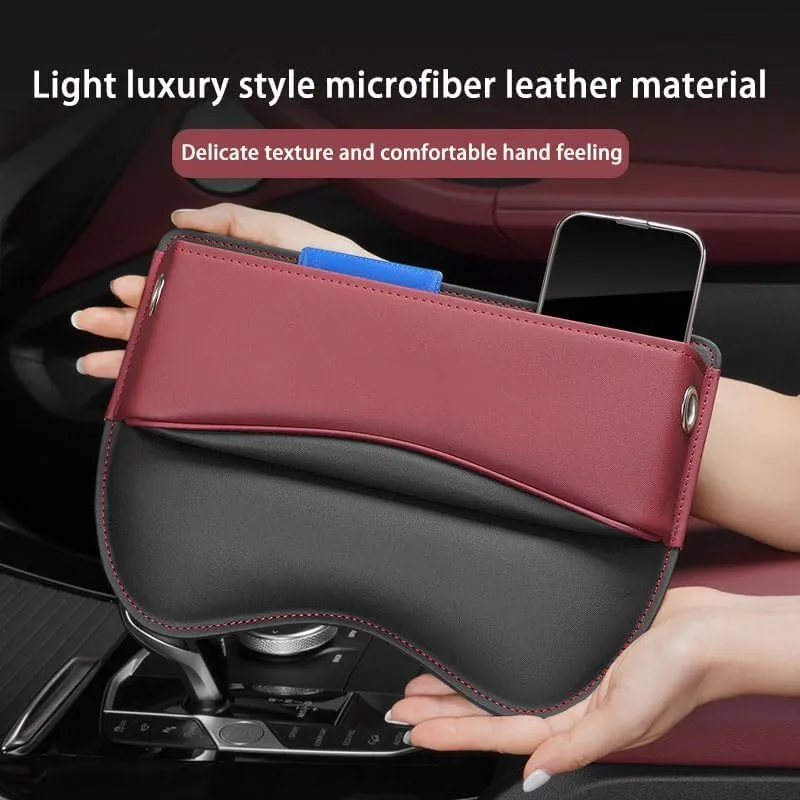 Car Seat Storage Box for Bentley Series Car Seat Gap Organizer Seat Side Bag Reserved Charging Cable Hole Car Accessories,Beige