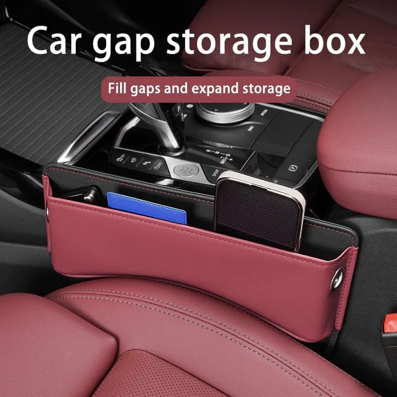 Car Seat Storage Box for Bentley Series Car Seat Gap Organizer Seat Side Bag Reserved Charging Cable Hole Car Accessories,Beige