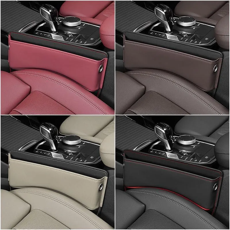 Car Seat Storage Box for Bentley Series Car Seat Gap Organizer Seat Side Bag Reserved Charging Cable Hole Car Accessories,Beige