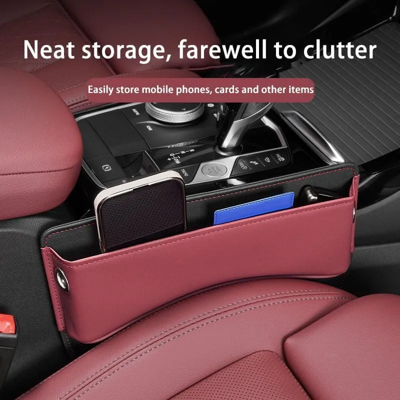 Car Seat Storage Box for Bentley Series Car Seat Gap Organizer Seat Side Bag Reserved Charging Cable Hole Car Accessories,Beige