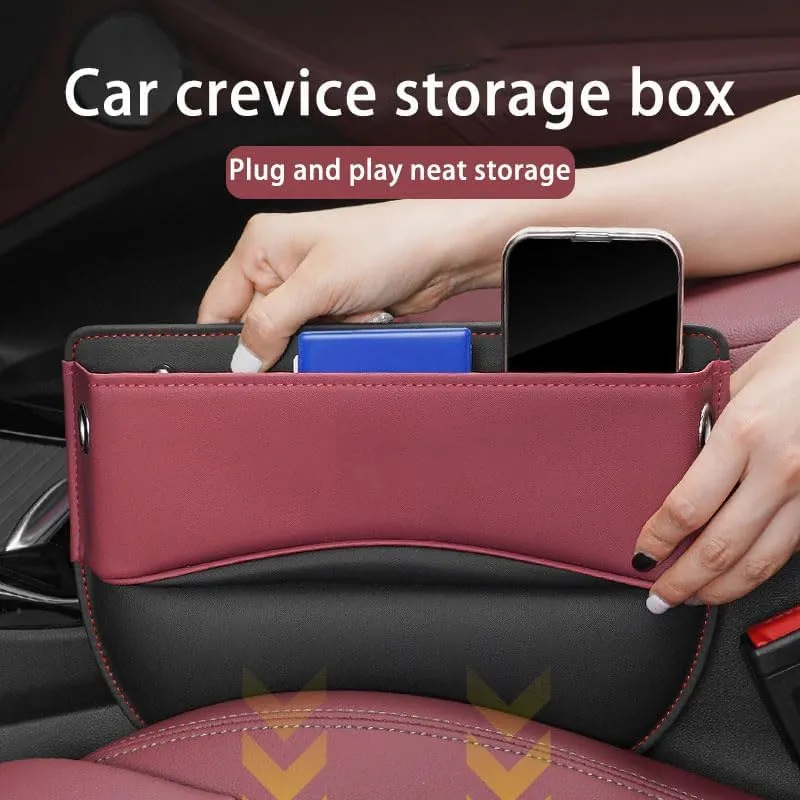 Car Seat Storage Box for Bentley Series Car Seat Gap Organizer Seat Side Bag Reserved Charging Cable Hole Car Accessories,Beige