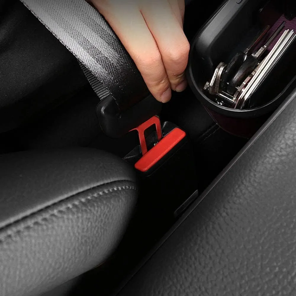 Car Seat Storage Box for Citroen Xsara/Picasso/Berlingo Series Car Seat Gap Organizer Seat Side Bag Reserved Charging Cable Hole Car Accessories, Two Pieces-Red