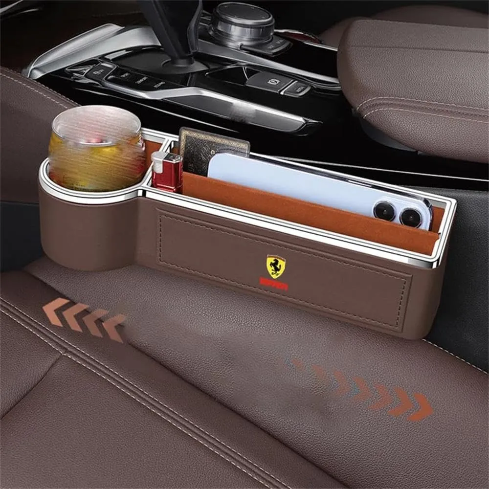 Car Seat Storage Box for Ferrari 430/458/488/599 Series Car Seat Gap Organizer Seat Side Bag Reserved Charging Cable Hole Car Accessories,One Piece-Black