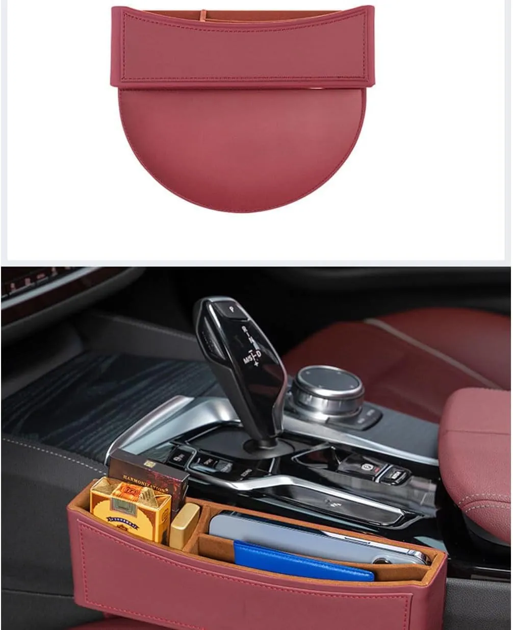 Car Seat Storage Box for Maserati Ghibli Quattroporte Gregory Levante Grecale Series Car Seat Gap Organizer Seat Side Bag Reserved Charging Cable Hole Car Accessories,Brown