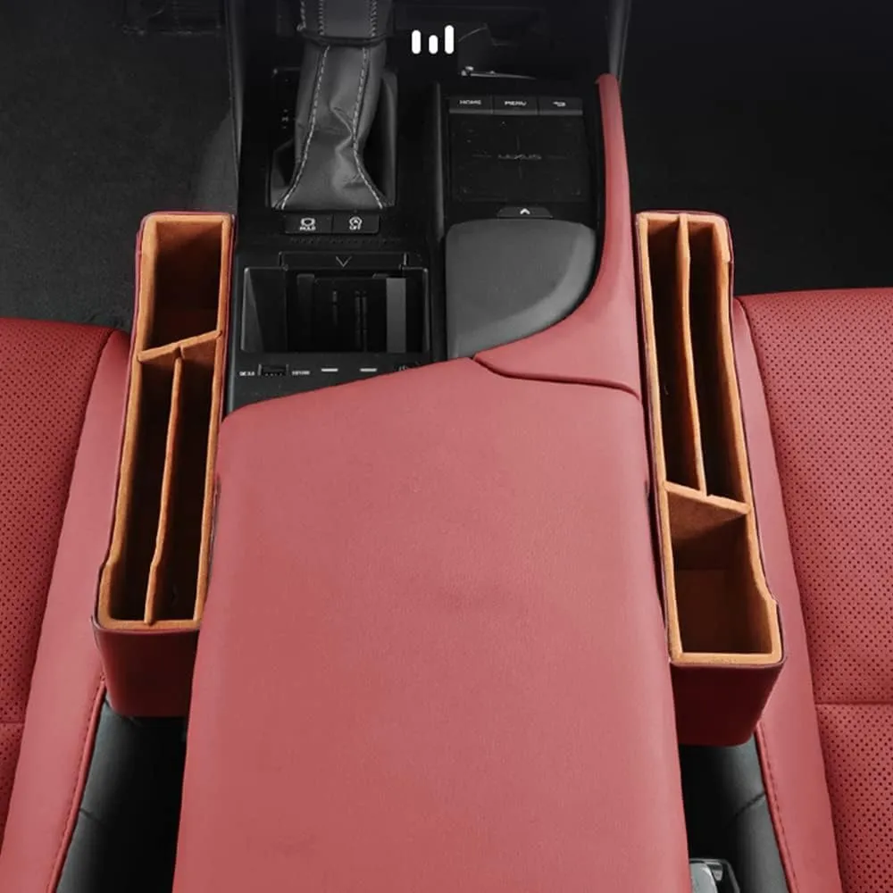 Car Seat Storage Box for Maserati Ghibli Quattroporte Levante GT GC GranSport Coupé MC20 Series Car Seat Gap Organizer Seat Side Bag Reserved Charging Cable Hole Car Accessories,Beige