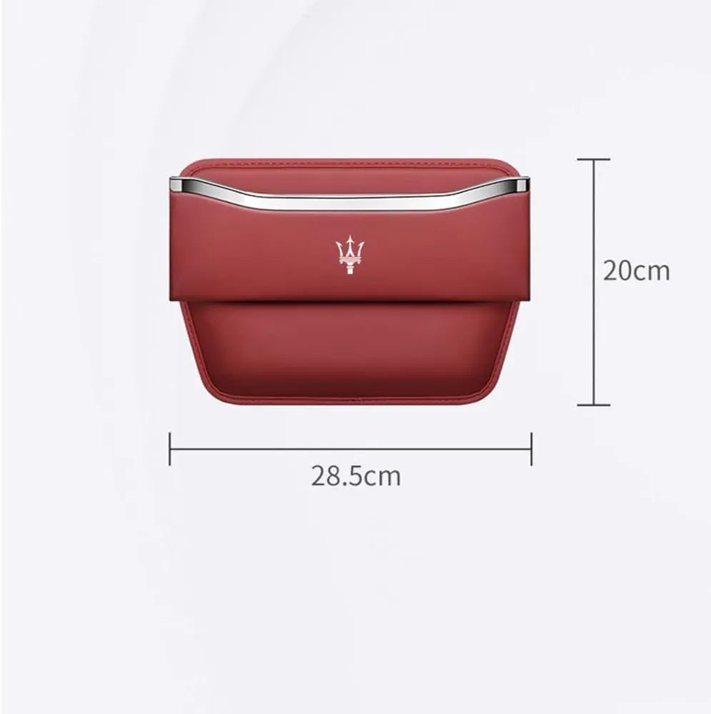 Car Seat Storage Box for Maserati Ghibli Quattroporte Levante GT GC GranSport Coupé MC20 Series Car Seat Gap Organizer Seat Side Bag Reserved Charging Cable Hole Car Accessories,Beige