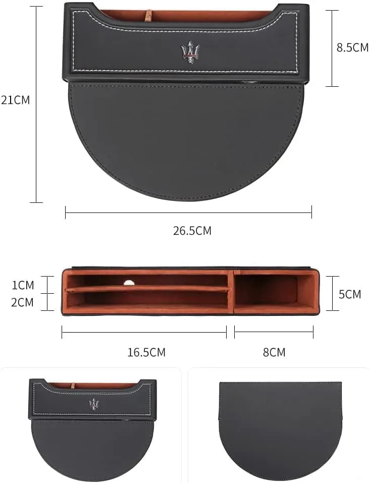 Car Seat Storage Box for Maserati Ghibli Quattroporte Levante GT GC GranSport Coupé MC20 Series Car Seat Gap Organizer Seat Side Bag Reserved Charging Cable Hole Car Accessories,Beige