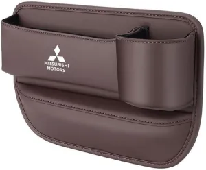 Car Seat Storage Box for Mitsubishi Pajero Outlander Fortis Eclipse Cross Lancer Series Car Seat Gap Organizer Seat Side Bag Reserved Charging Cable Hole Car Accessories,B-Brown