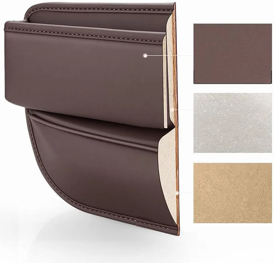 Car Seat Storage Box for Mitsubishi Pajero Outlander Fortis Eclipse Cross Lancer Series Car Seat Gap Organizer Seat Side Bag Reserved Charging Cable Hole Car Accessories,B-Brown