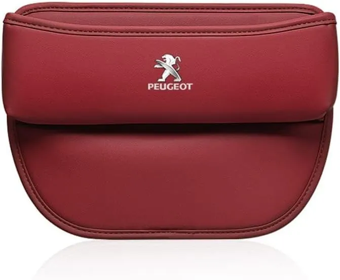 Car Seat Storage Box for Peugeot 106/107/108 Series Car Seat Gap Organizer Seat Side Bag Reserved Charging Cable Hole Car Accessories, Two Pieces-Red