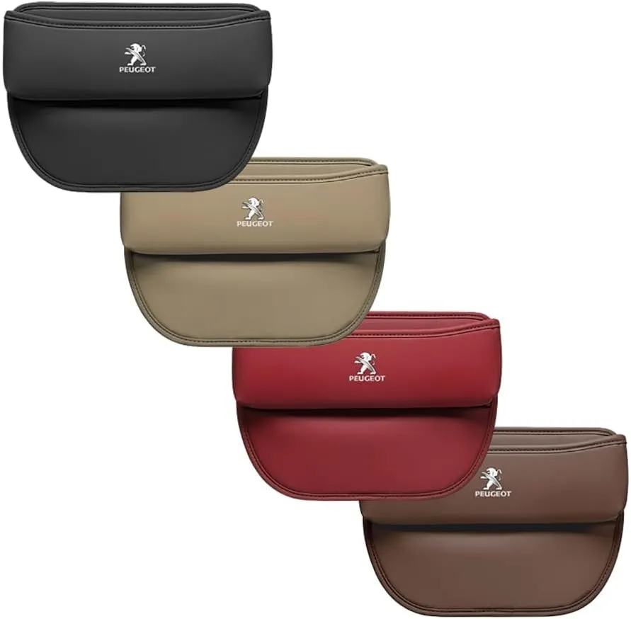Car Seat Storage Box for Peugeot 106/107/108 Series Car Seat Gap Organizer Seat Side Bag Reserved Charging Cable Hole Car Accessories, Two Pieces-Red