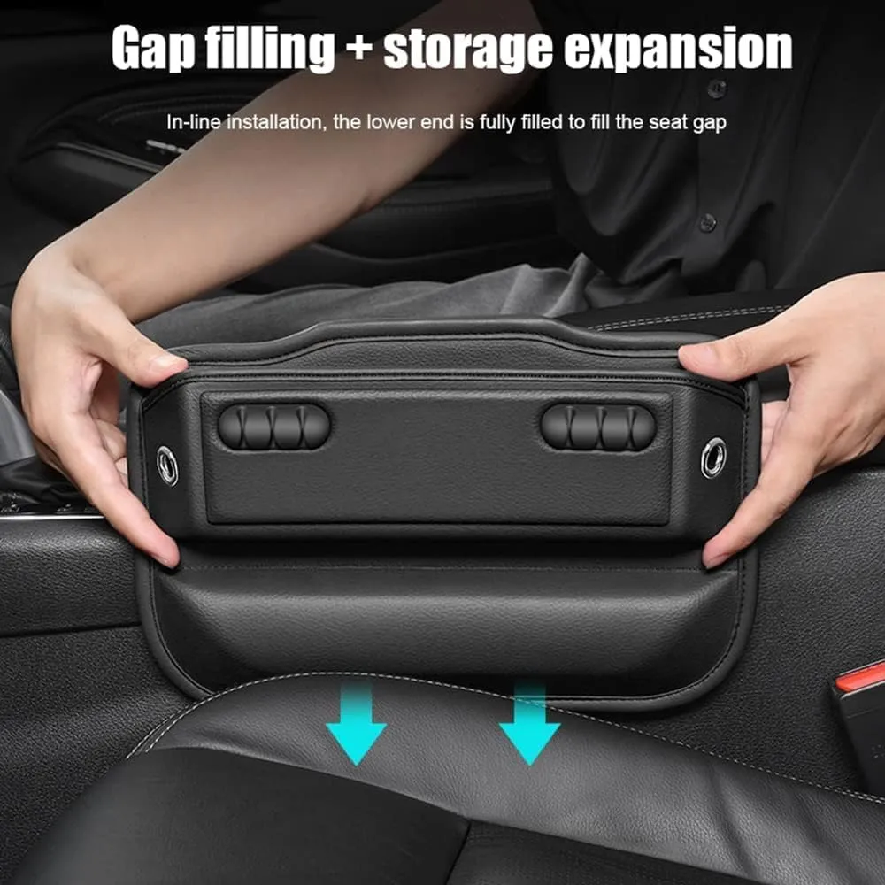 Car Seat Storage Box for Peugeot 206 208 306 307 308 2008 3008 4008 408 508 Series Car Seat Gap Organizer Seat Side Bag Reserved Charging Cable Hole Car Accessories,Brown