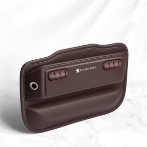 Car Seat Storage Box for Peugeot 206 208 306 307 308 2008 3008 4008 408 508 Series Car Seat Gap Organizer Seat Side Bag Reserved Charging Cable Hole Car Accessories,Brown