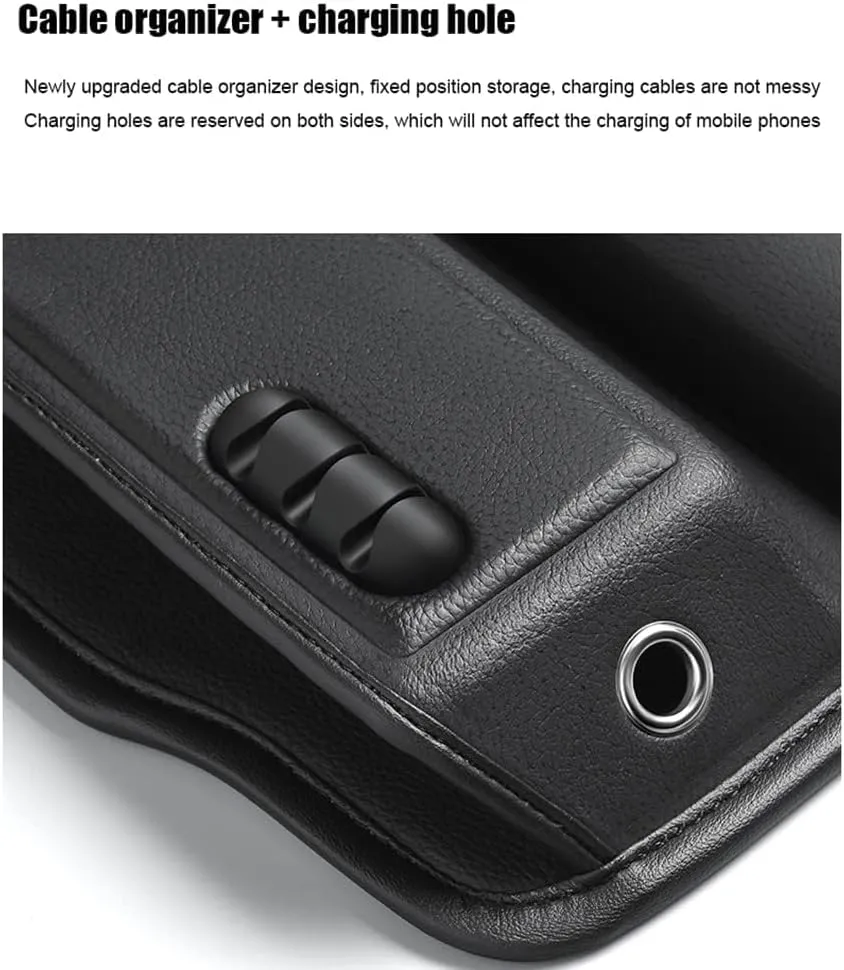 Car Seat Storage Box for Peugeot 206 208 306 307 308 2008 3008 4008 408 508 Series Car Seat Gap Organizer Seat Side Bag Reserved Charging Cable Hole Car Accessories,Brown