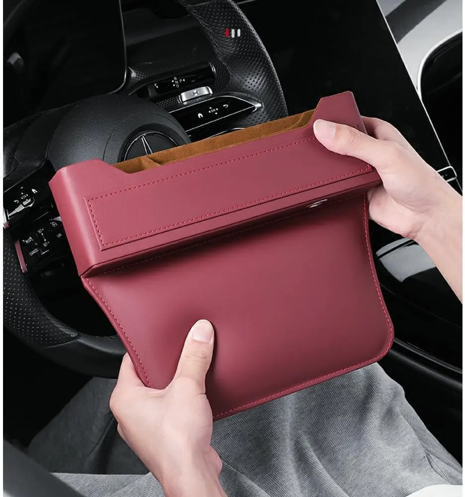 Car Seat Storage Box for Rolls-Royce Phantom Ghost Cullinan Wraith Dawn Series Car Seat Gap Organizer Seat Side Bag Reserved Charging Cable Hole Car Accessories,Red