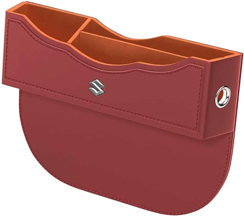 Car Seat Storage Box for Suzuki Grand Vitara Sx4 Swift Alto Jimny Series Car Seat Gap Organizer Seat Side Bag Reserved Charging Cable Hole Car Accessories,One Piece-Red