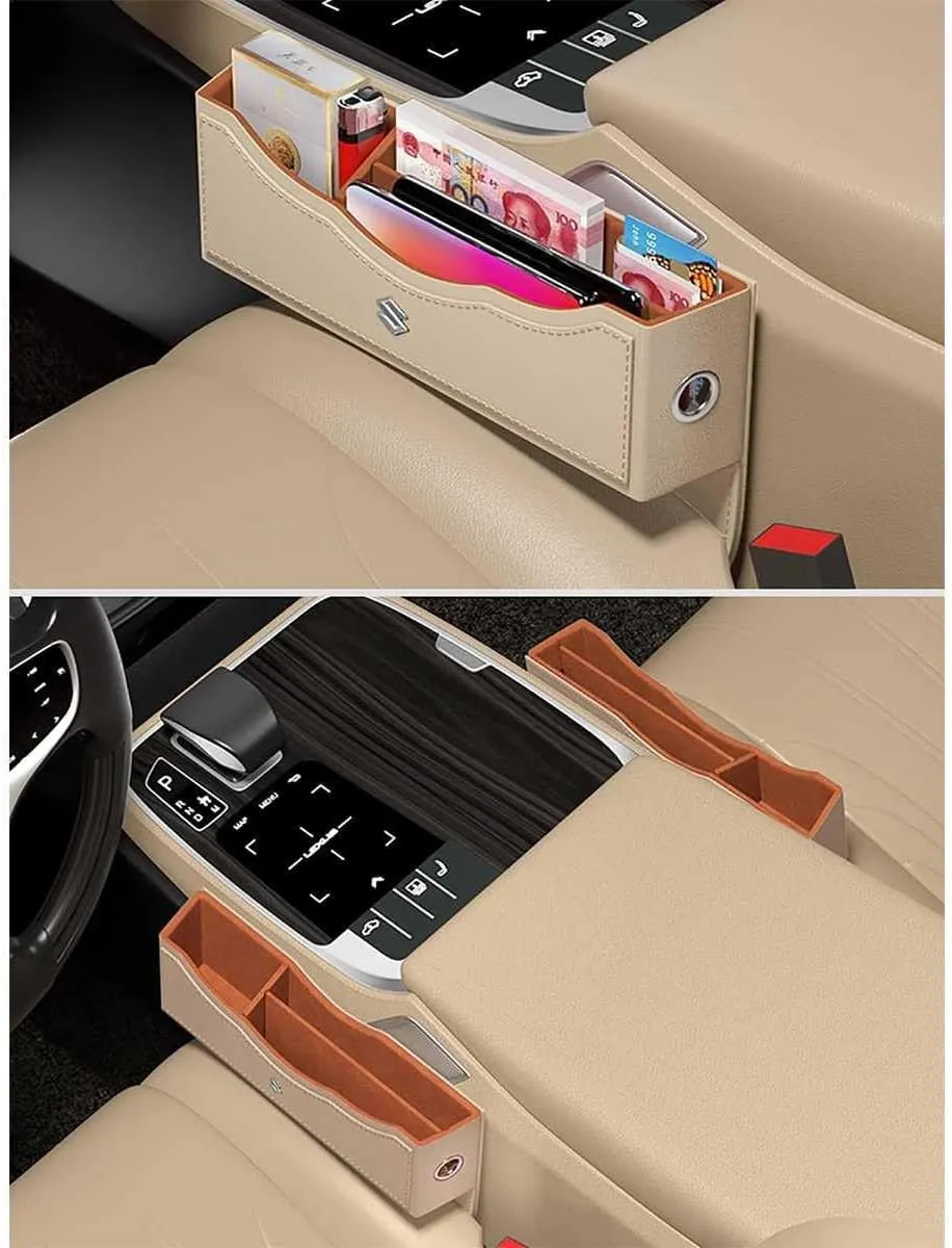 Car Seat Storage Box for Suzuki Grand Vitara Sx4 Swift Alto Jimny Series Car Seat Gap Organizer Seat Side Bag Reserved Charging Cable Hole Car Accessories,One Piece-Red