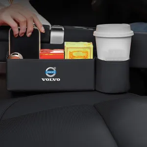 Car Seat Storage Box for Volvo XC60 XC90 V90 V40 S80 Series Car Seat Gap Organizer Seat Side Bag Reserved Charging Cable Hole Car Accessories,Black